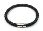 Black braided unisex round leather cord bracelet on sale, 6mm