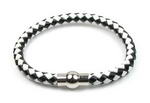 Unisex black n white braided round leather cord bracelet sale, 6mm