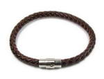 Brown braided unisex round leather cord bracelet wholesale, 6mm