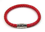 Red braided unisex round leather cord bracelet buy direct, 6mm