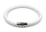 White braided unisex round leather cord bracelet discount sale, 6mm