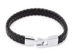 Unisex black braided flat leather cord bracelet on sale, 10mm