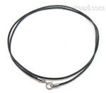 Black leather cord necklace wholesale, sterling silver clasp, 1.0mm