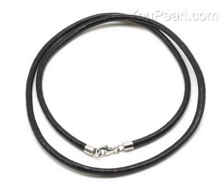 Genuine Leather Cord Bracelet and Necklace with 925 Silver Clasp and Beads