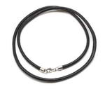 Black leather cord necklace wholesale, 925 silver clasp, 3.0mm