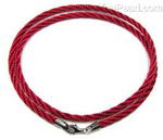 Red braided silk cord necklace whole sale, 925 silver clasp, 3.0mm