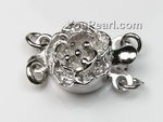 925 sterling silver flower double strand push-in pearl clasps wholesale
