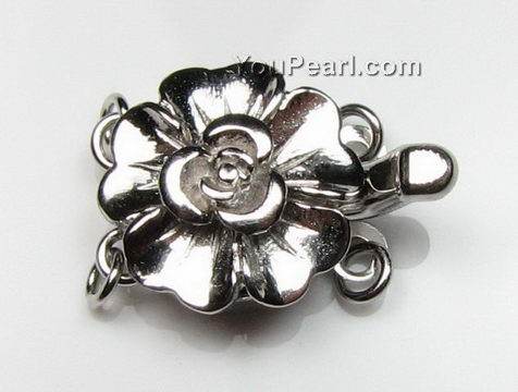 Sterling silver 12mm double strand flower pearl clasps wholesale - pearl jewelry  wholesale