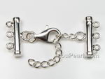 925 silver three row, lobster claw clasp wholesale