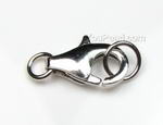 Sterling 925 silver lobster claw clasp with close ring wholesale, 11mm
