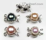 Platinum plated 925 silver double strand push-in pearl clasps on sale