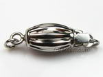 Corrugated barrel pearl closure online direct sale, rhodium plated 925 silver