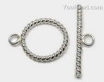 Toggle closure on sale, fancy twisted, 14.5mm round, sterling silver
