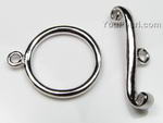 Quality sterling clasp, round 16mm, highly polished rhodium finishing