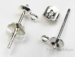 Pearl ear posts with loop, ear nuts, 925 silver craft supply wholesale