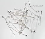 Ball head pin, 20mm, 925 silver findings buy online, sold per pkg of 10