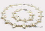 Wholesale potato n biwa pearl necklace & bracelet set, 925 silver