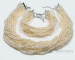 12 strands white seed pearl choker necklace & bracelet set for sale