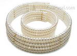 Freshwater pearl 4 rows collar necklace bracelet set for sale, gold link