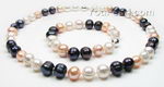 10-11mm multicolor baroque freshwater pearl necklace & bracelet set