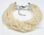 12 strands white seed pearl bracelet for sale, sterling silver