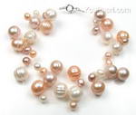 Multicolor illusion freshwater pearl bracelet, bridal jewelry on sale