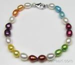 Colorful rice fresh water pearl bracelet factory direct sale