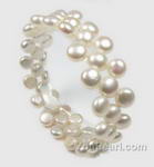 Freshwater nugget white pearl elastic bracelet on sale, 6-7mm