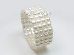 Four row stretchy white freshwater pearl bracelet wholesale, 6-7mm