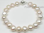White nugget baroque freshwater pearl bracelet, 9-10mm