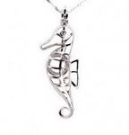 Seahorse cage pendant, 925 silver sterling cage, love pearl cage necklace