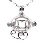 Monkey cage charm, pearl cage pendant, sterling 925 silver wish pearl cage