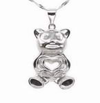 Teddy bear cage pendant, love heart cage locket, animal sterling 925 silver cage
