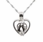 Lover heart pearl cage, sterling silver pearl pendant, love pearl charm on sale