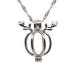 Antler pendant, sterling silver locket cage pendant, antler charm wholesale
