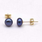 6-7mm black pearl earring stud, freshwater 14K gold filled wholesale
