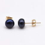 7-8mm black fresh water pearl 14K gold filled stud earrings on sale