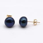 9-10mm black freshwater pearl earring 14K gold filled studs discount sale