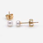 3-4mm white fresh water pearl 14K gold filled stud earrings on sale