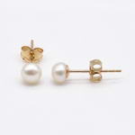 4-5mm white freshwater pearl stud earrings, 14K gold filled on sale