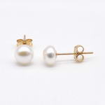 6-7mm white pearl earring stud, freshwater 14K gold filled wholesale