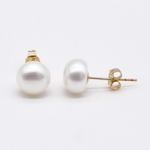8-9mm white freshwater pearl 14K gold filled stud earrings wholesale