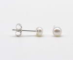 3-4mm white fresh water pearl silver stud earrings on sale