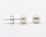 5-6mm white sterling silver pearl earrings, freshwater stud wholesale