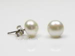 7-8mm white fresh water pearl silver stud earrings on sale
