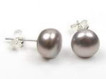 9-10mm gray freshwater pearl earring studs on sale