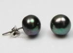 10-11mm black freshwater sterling silver pearl earring studs on sale
