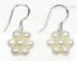 White pearl earrings whole sale online, 4-5mm, sterling silver