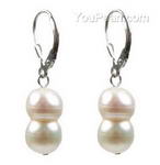Fresh water twin pearls of natural color leverback earrings on sale