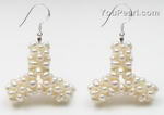 White triangle freshwater pearl cluster discounted earrings online sale
